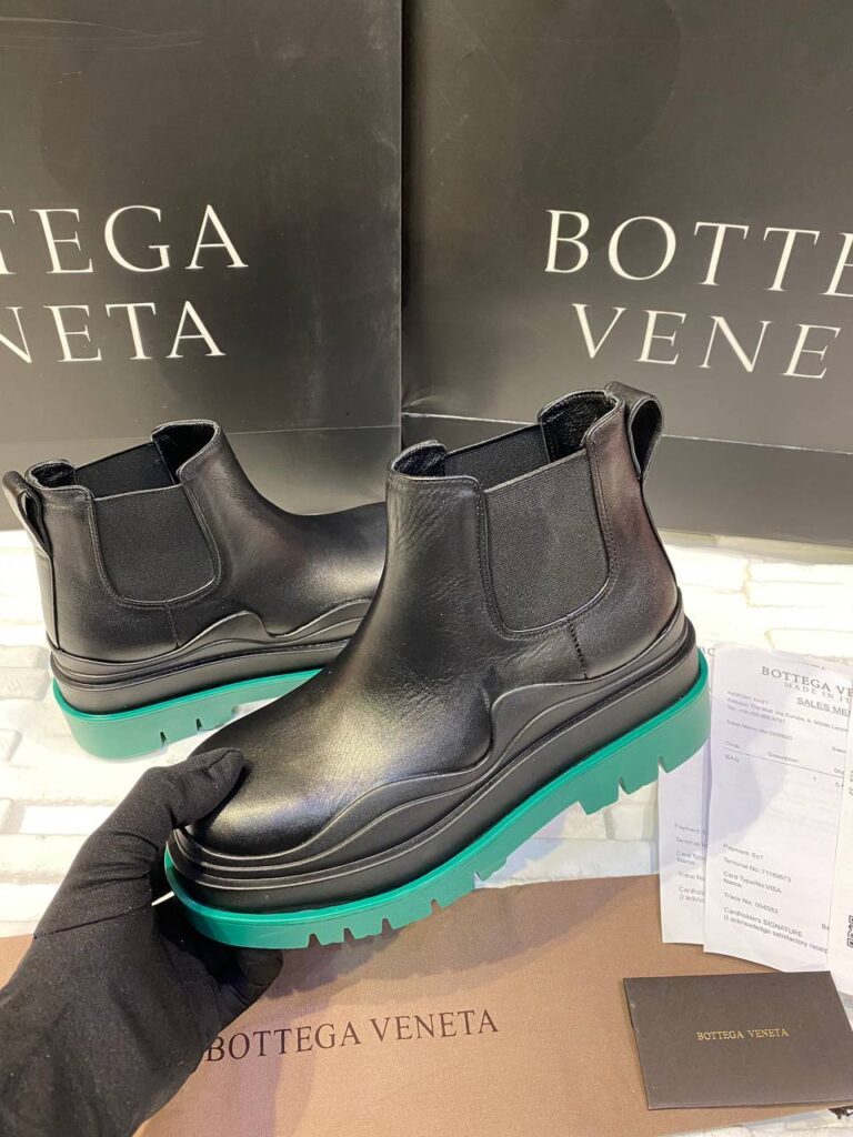 bottega veneta ayakkabi the tire boot bot kisa boy siyah yesil