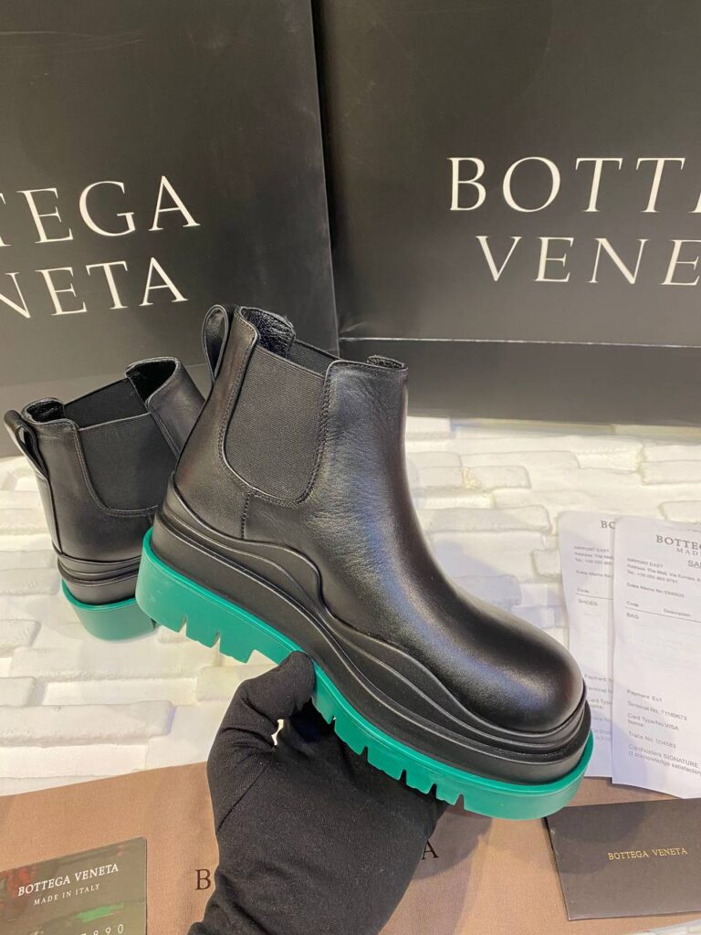 bottega veneta ayakkabi the tire boot bot kisa boy siyah yesil