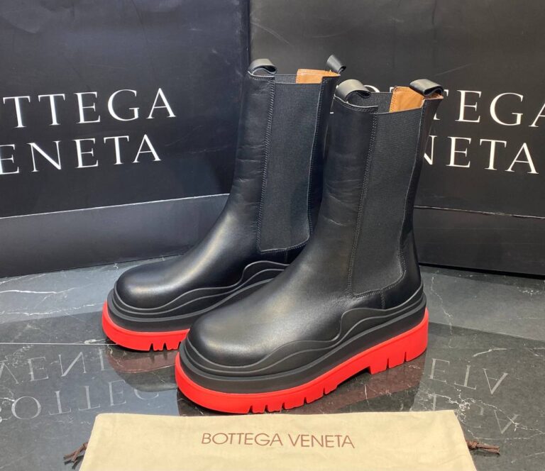 bottega veneta ayakkabi the tire boot bot uzun boy siyah kirmizi