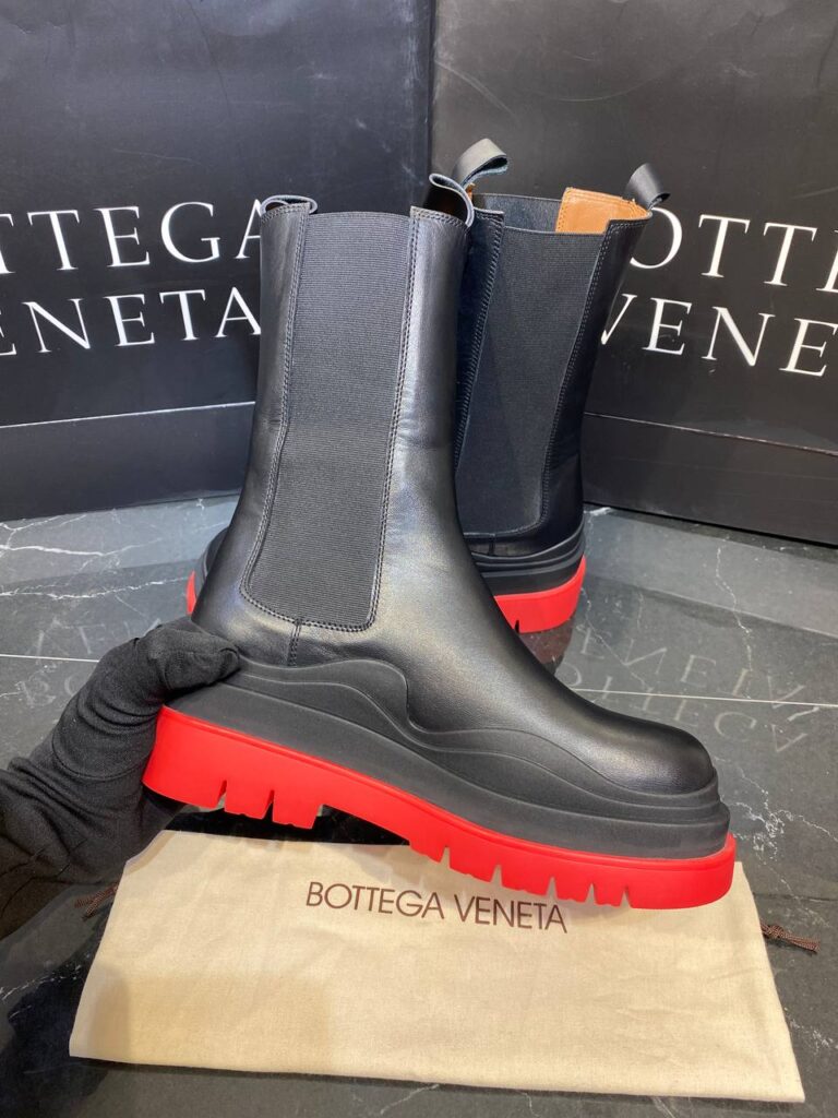 bottega veneta ayakkabi the tire boot bot uzun boy siyah kirmizi