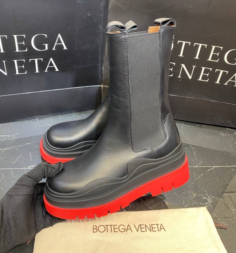 bottega veneta ayakkabi the tire boot bot uzun boy siyah kirmizi