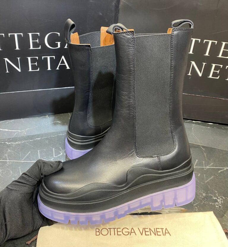 bottega veneta ayakkabi the tire boot bot uzun boy siyah mor seffaf taban