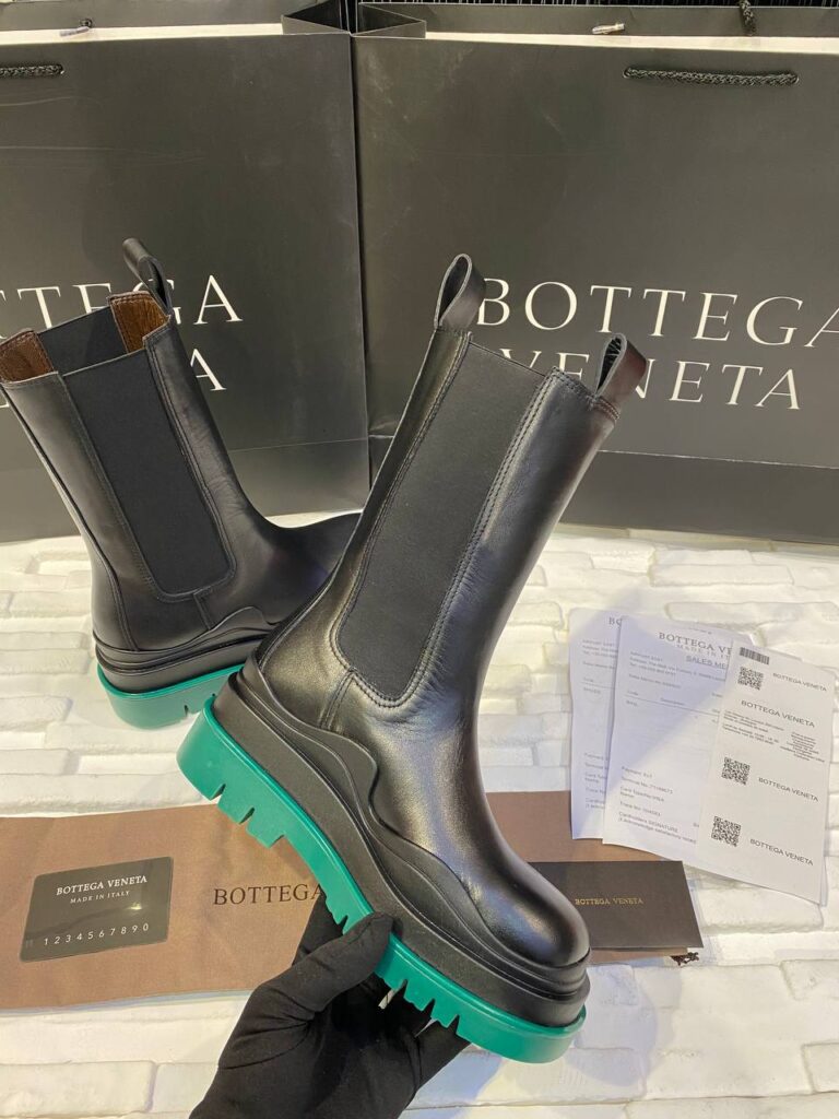 bottega veneta ayakkabi the tire boot bot uzun boy siyah yesil