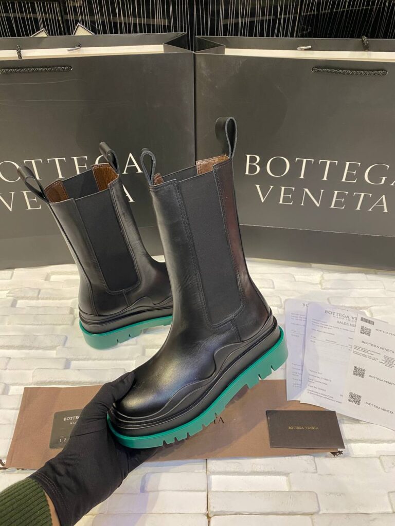 bottega veneta ayakkabi the tire boot bot uzun boy siyah yesil