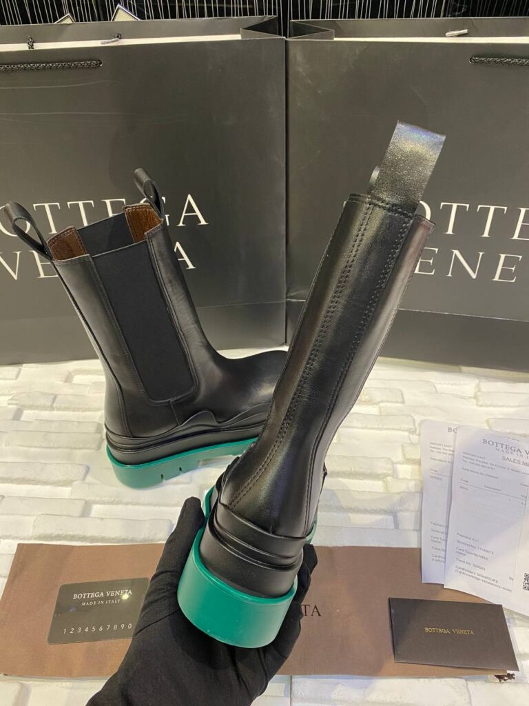 bottega veneta ayakkabi the tire boot bot uzun boy siyah yesil