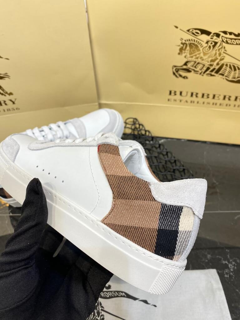 burberry ayakkabi check pattern sneakers beyaz