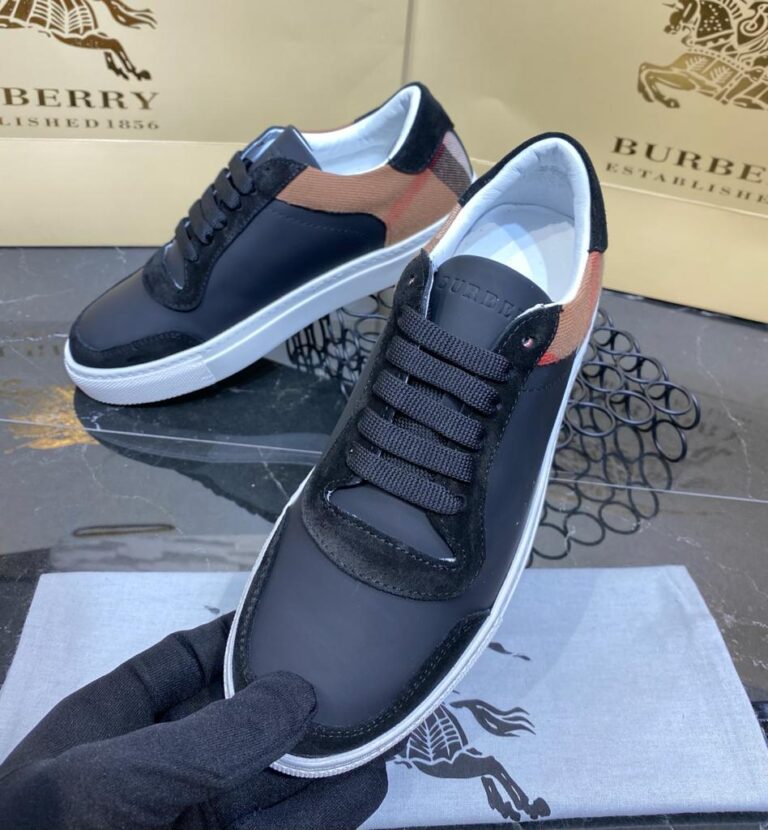 burberry ayakkabi check pattern sneakers siyah