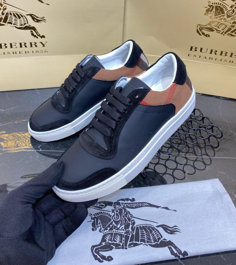 burberry ayakkabi check pattern sneakers siyah