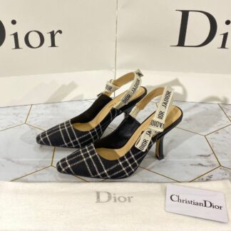 christian dior ayakkabi ekoseli stiletto jadior slingback topuk 9 cm