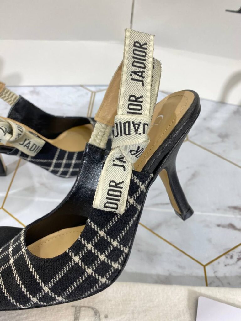 christian dior ayakkabi ekoseli stiletto jadior slingback topuk 9 cm
