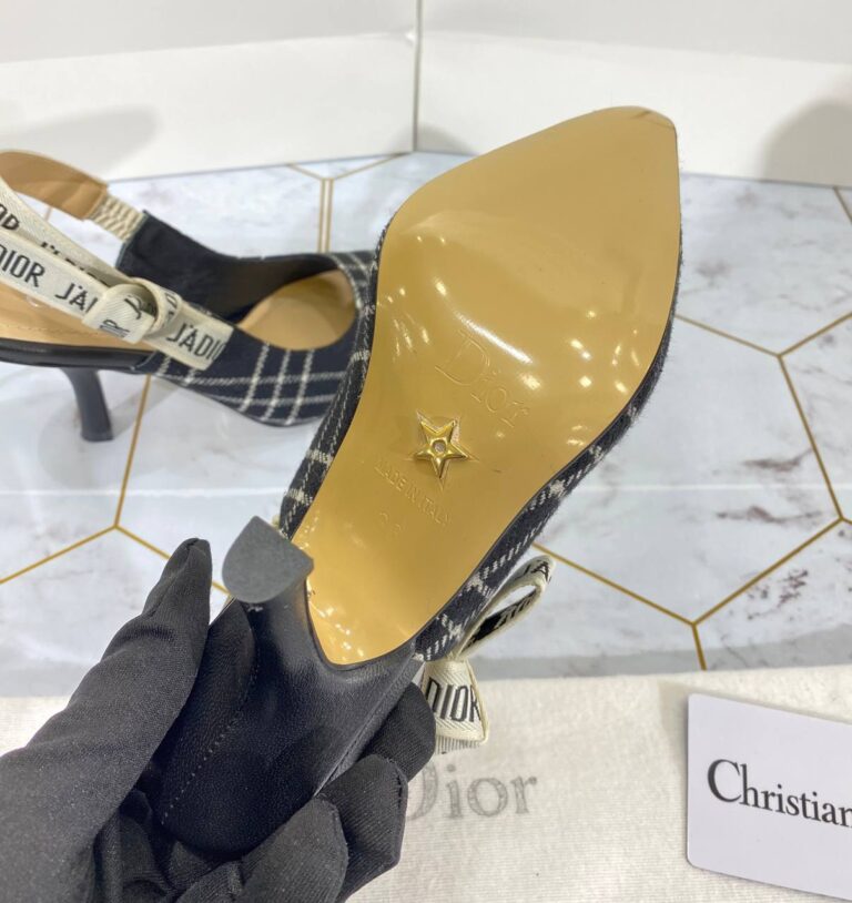christian dior ayakkabi ekoseli stiletto jadior slingback topuk 9 cm