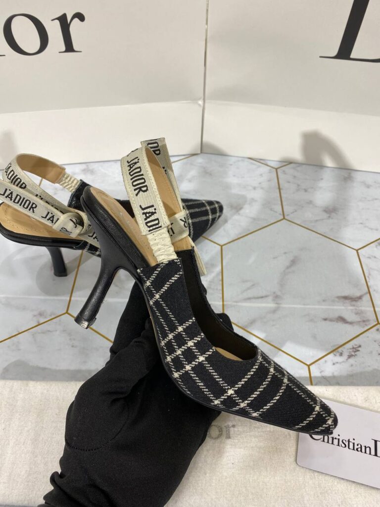 christian dior ayakkabi ekoseli stiletto jadior slingback topuk 9 cm