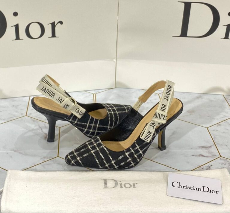 christian dior ayakkabi ekoseli stiletto jadior slingback topuk 9 cm