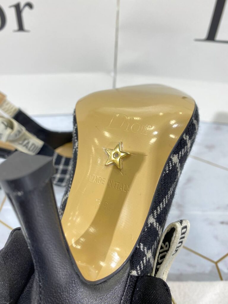 christian dior ayakkabi ekoseli stiletto jadior slingback topuk 9 cm