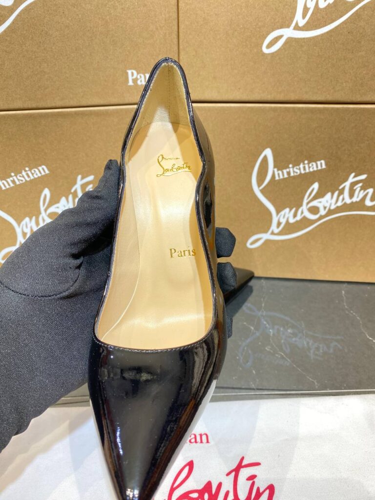 christian louboutin ayakkabi stiletto rugan siyah topuklu 12 cm