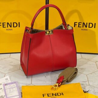 fendi canta pekaboo medium x lite kirmizi 30x26 cm