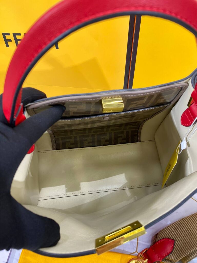 fendi canta pekaboo medium x lite kirmizi 30x26 cm