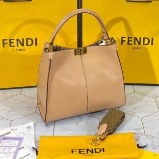fendi canta pekaboo medium x lite pudra 30x26 cm