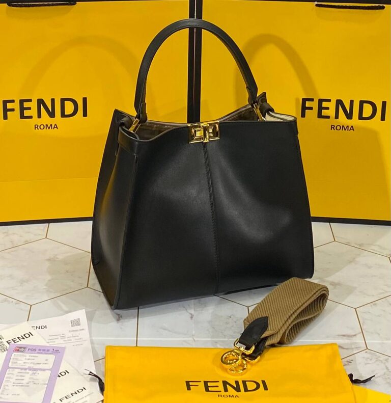fendi canta pekaboo medium x lite siyah 30x26 cm