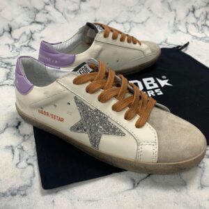 golden goose ayakkabi superstar beyaz lila simli sneaker