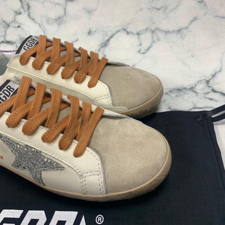 golden goose ayakkabi superstar beyaz lila simli sneaker