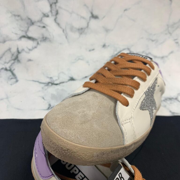 golden goose ayakkabi superstar beyaz lila simli sneaker