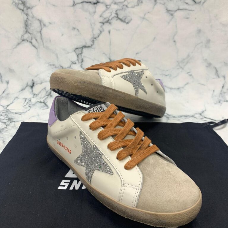 golden goose ayakkabi superstar beyaz lila simli sneaker