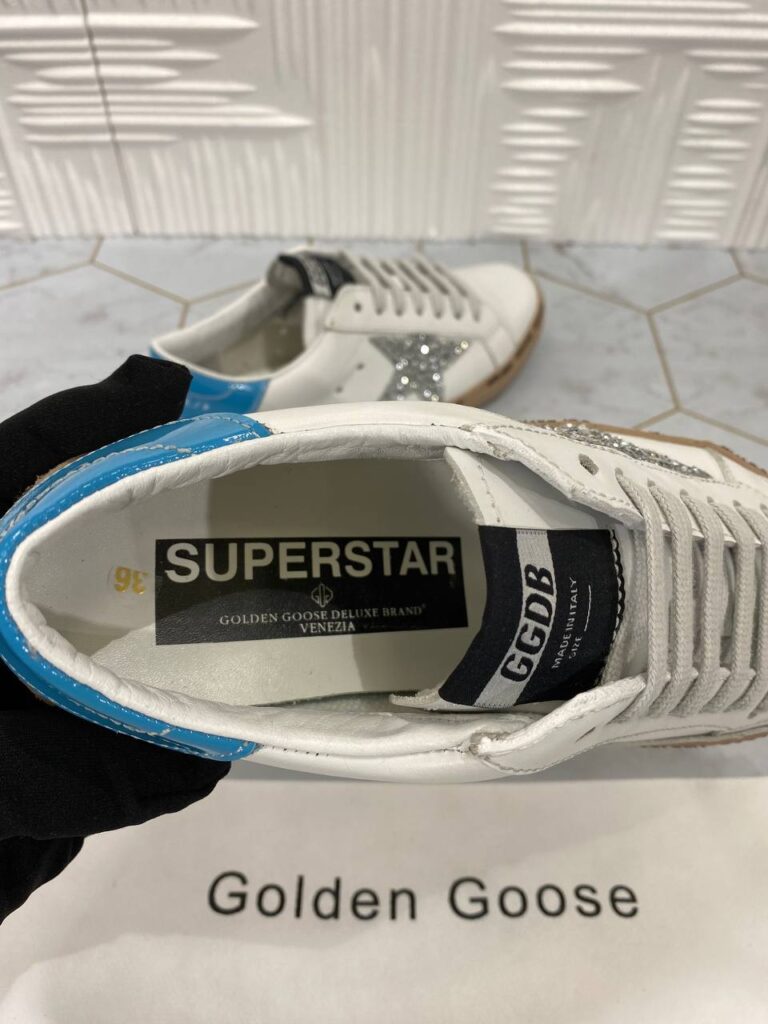 golden goose ayakkabi superstar sneakers beyaz mavi