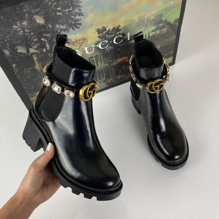 gucci ayakkabi chelsea crystal belt bot taban 3cm topuk 5cm