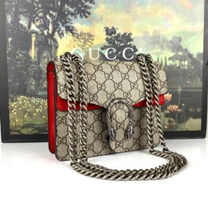 gucci canta dionysus gg supreme mini kirmizi 20x15.5 cm