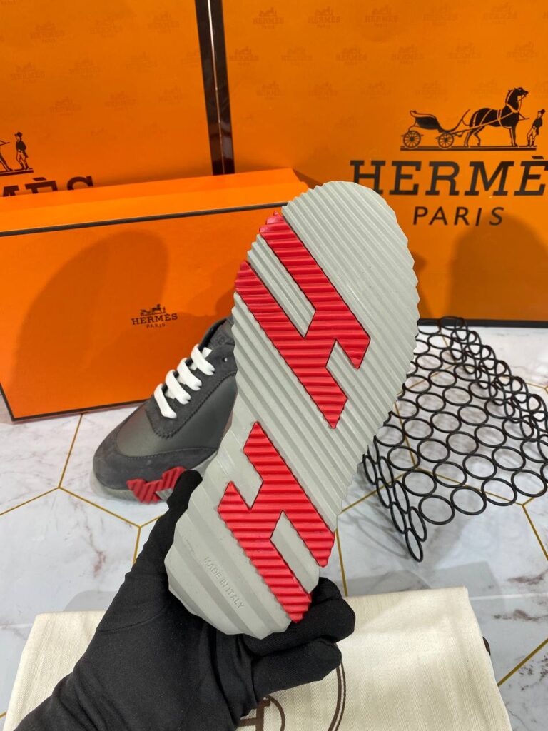 hermes ayakkabi bouncing sneakers gri kirmizi