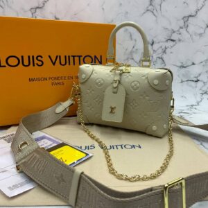 louis vuitton canta petite malle krem monaco deri 20x14x8