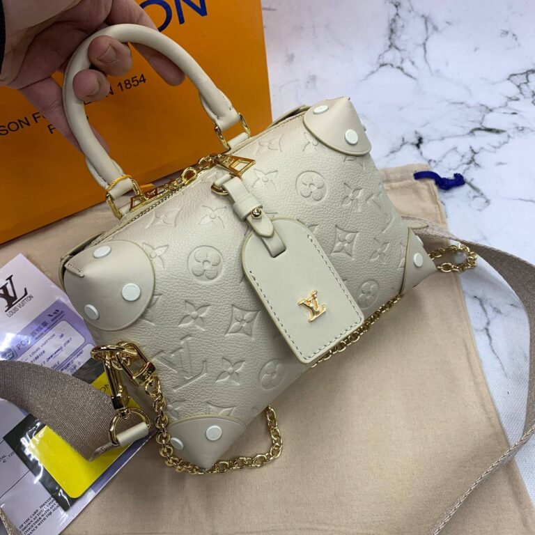 louis vuitton canta petite malle krem monaco deri 20x14x8