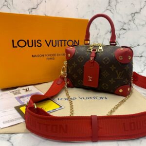 louis vuitton canta petite malle monogram kirmizi aski 20x14x8