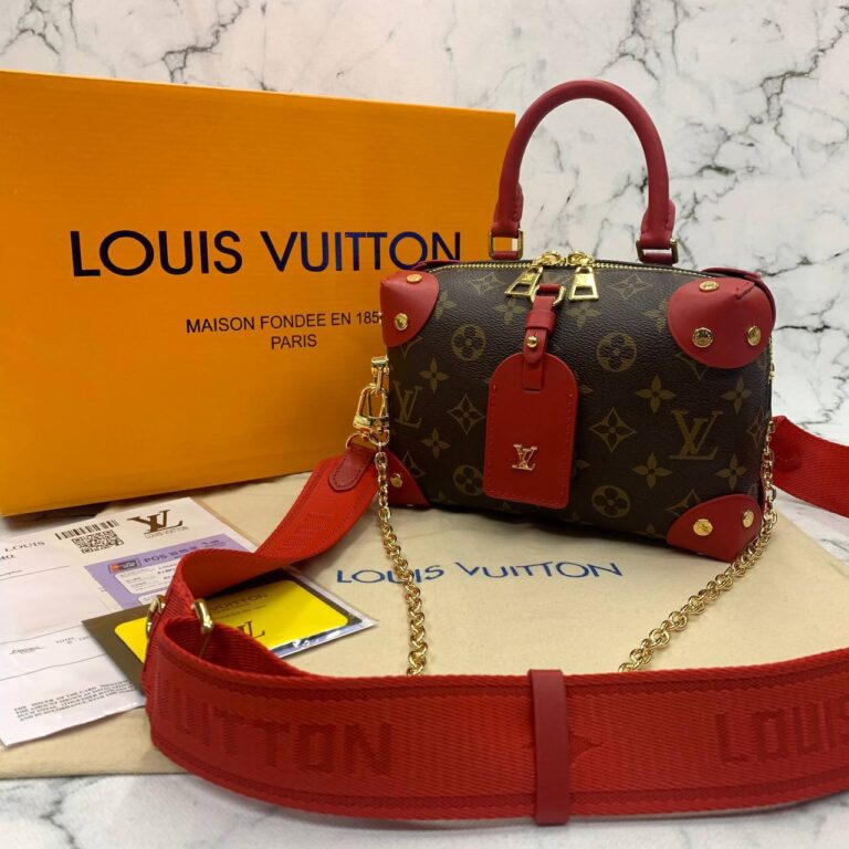 louis vuitton canta petite malle monogram kirmizi aski 20x14x8