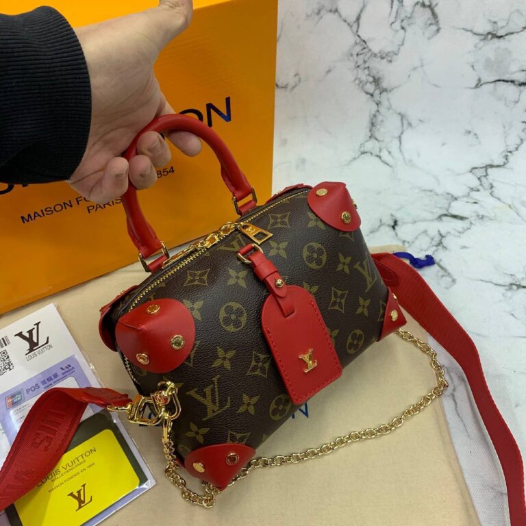 louis vuitton canta petite malle monogram kirmizi aski 20x14x8