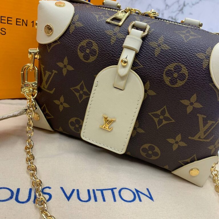 louis vuitton canta petite malle monogram krem aski 20x14x8