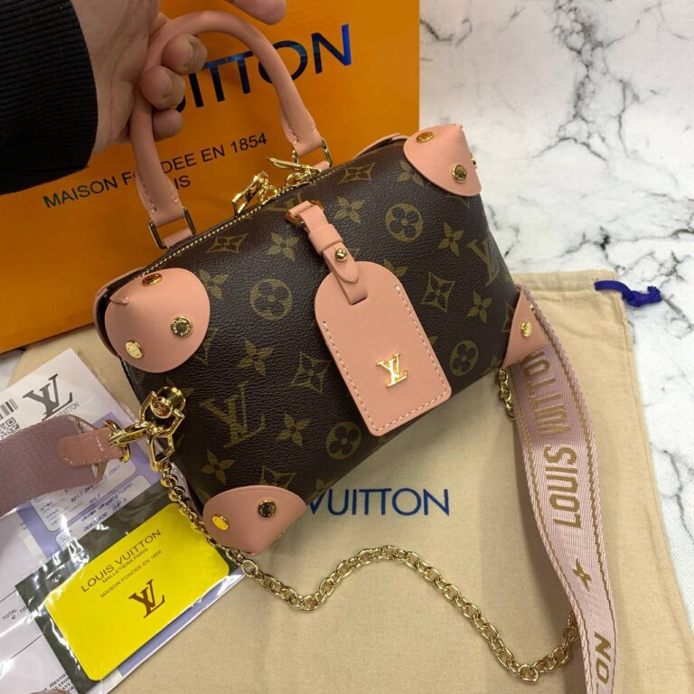 louis vuitton canta petite malle monogram pembe aski 20x14x8