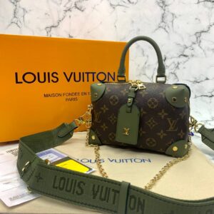 louis vuitton canta petite malle monogram yesil aski 20x14x8