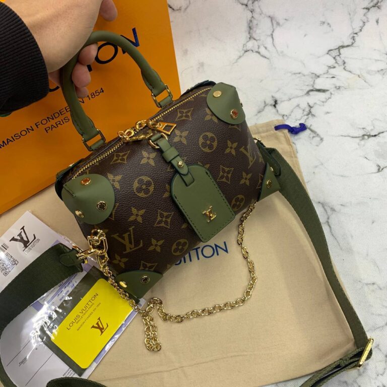 louis vuitton canta petite malle monogram yesil aski 20x14x8