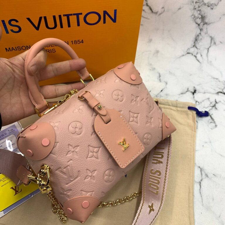 louis vuitton canta petite malle pembe monaco deri 20x14x8