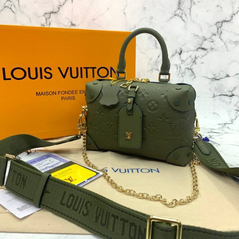 louis vuitton canta petite malle yesil monaco deri 20x14x8
