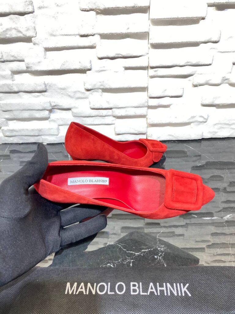 manolo blahnik ayakkabi stiletto pumps kirmizi suet topuk 8 cm