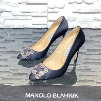 manolo blahnik ayakkabi stiletto pumps siyah saten 10 cm