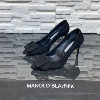 manolo blahnik ayakkabi stiletto pumps siyah suet topuk 8 cm