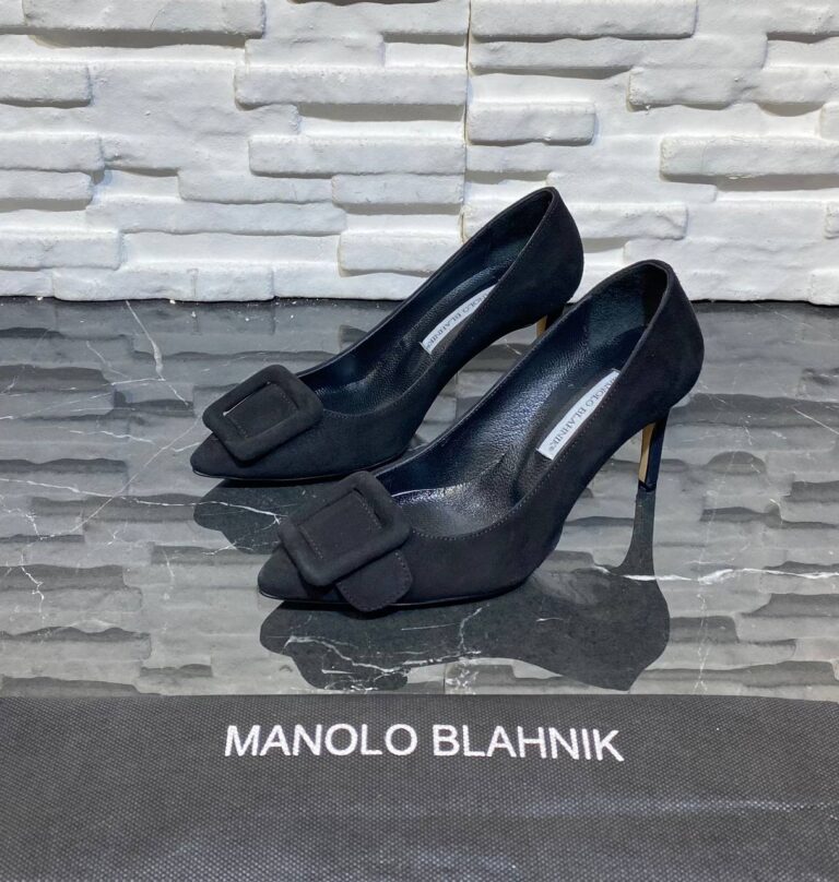 manolo blahnik ayakkabi stiletto pumps siyah suet topuk 8 cm
