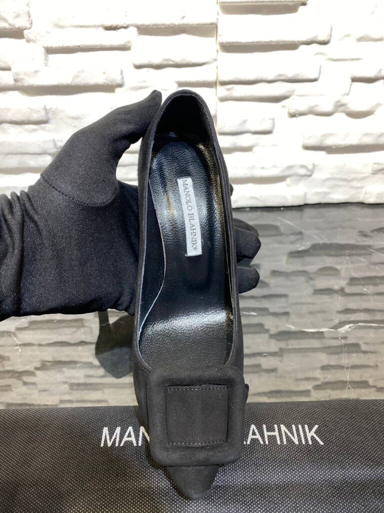 manolo blahnik ayakkabi stiletto pumps siyah suet topuk 8 cm