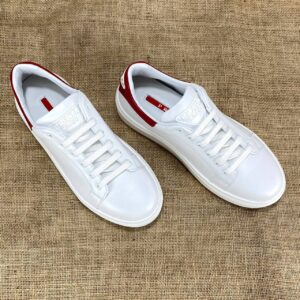 prada ayakkabi erkek sneaker contrast heel kirmizi beyaz