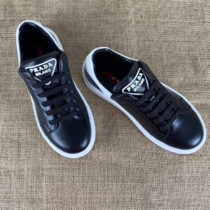 prada ayakkabi erkek sneaker contrast heel siyah beyaz