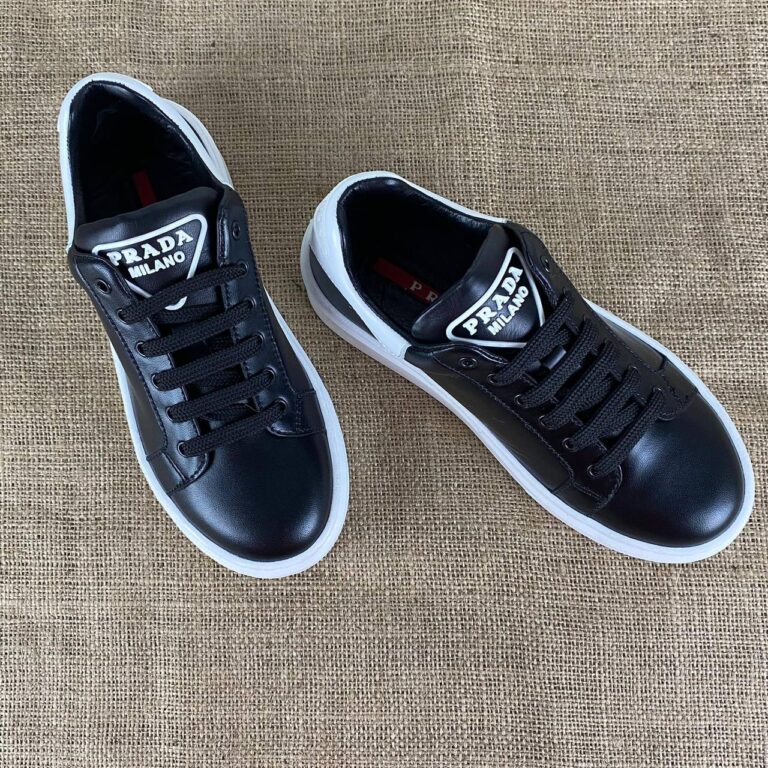 prada ayakkabi erkek sneaker contrast heel siyah beyaz